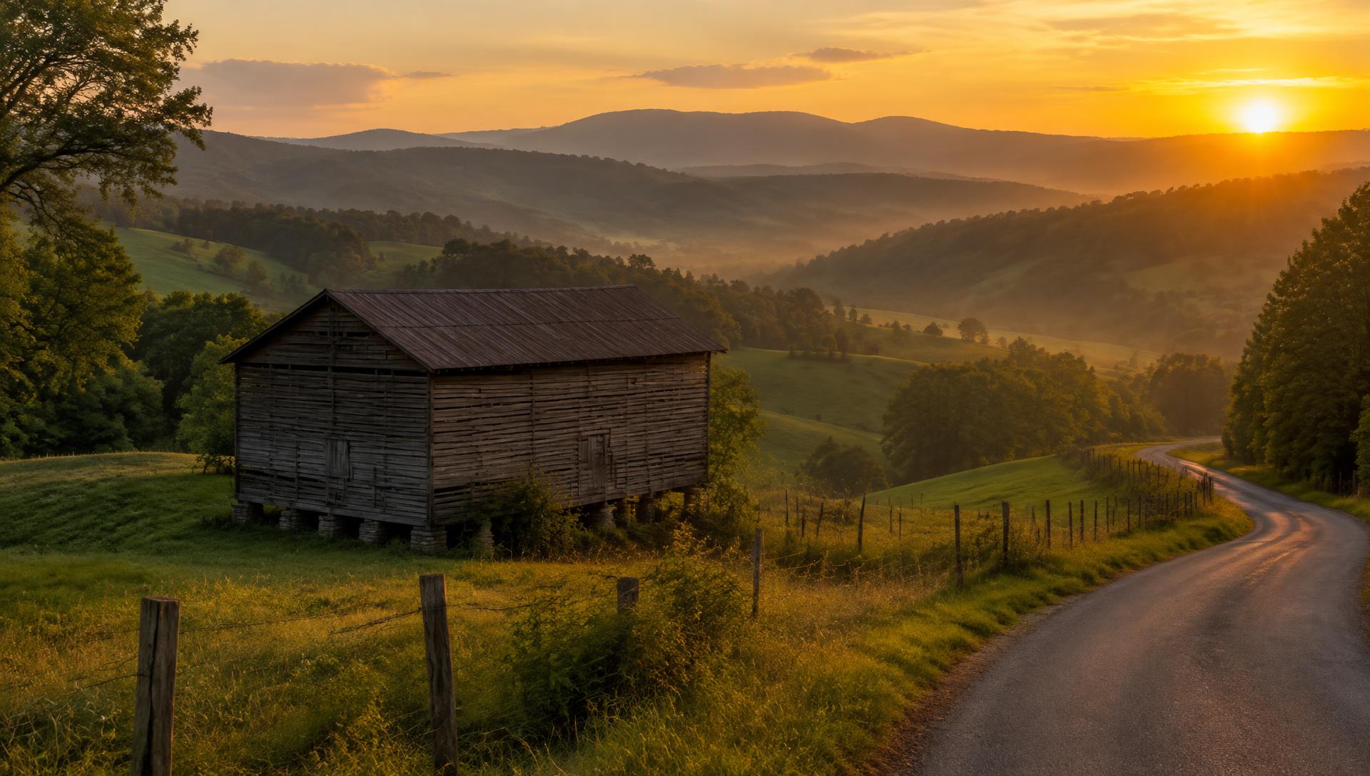Colinas de Tennessee al atardecer